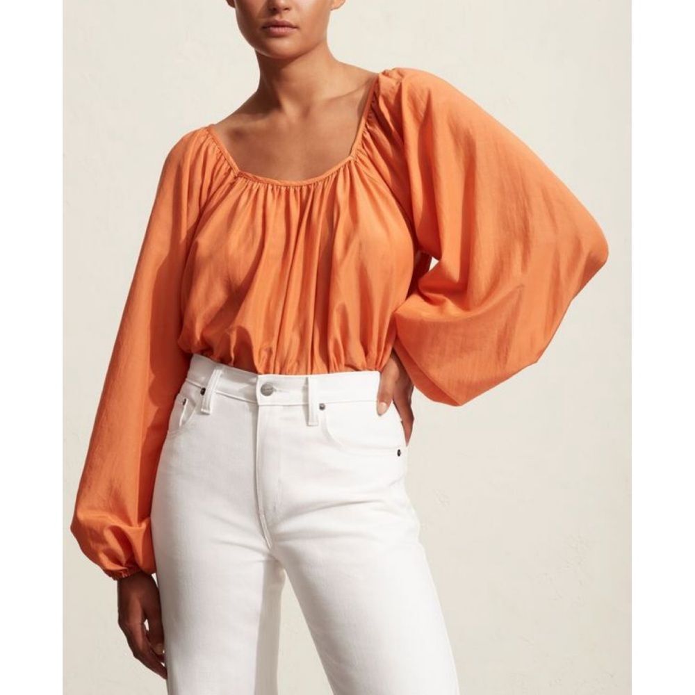 Matteau Cotton Silk Decolette Blouse | Papaya Size 2 / US 4
